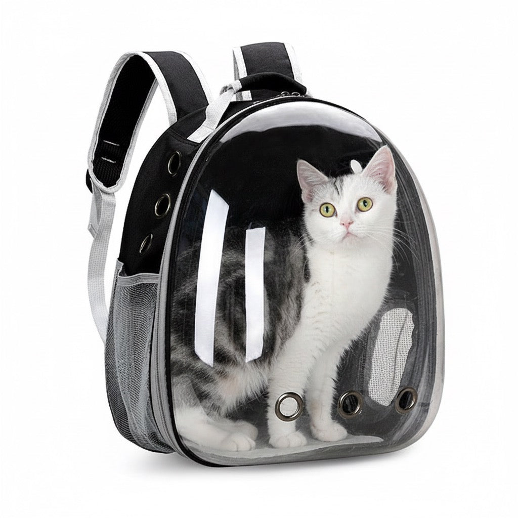 תיק נשיאה שקוף לחתולים עם חלון קדמי ואוורור