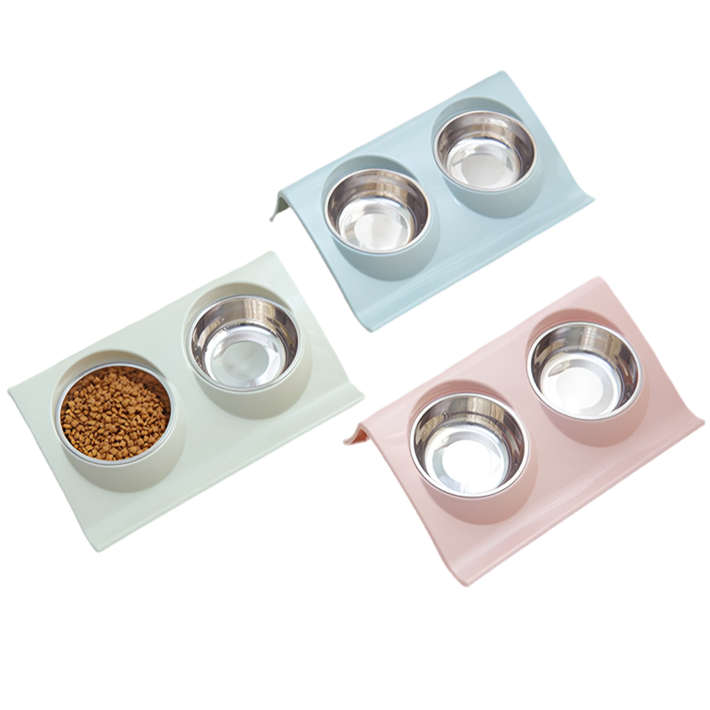 מתקן מים ואוכל לכלבים וחתולים בצורת גל